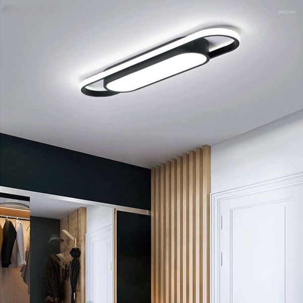 Plafoniere LED Moderne per corridoio Balcone Soggiorno Bianco Nero Oro AC85-265V Corpo lampada di qualità del ferro Dimmerabile