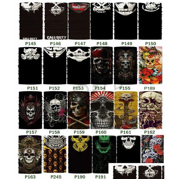 Máscaras de festa Nova máscara de Halloween Skl Headbands Lenço de cabeça multifuncional sem costura Lenço mágico variável Esporte I496 Drop Delivery Home Gar Dhmv8