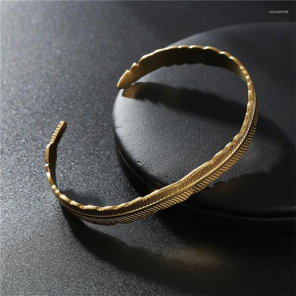 Pulseira de ouro prata cor de aço inoxidável design de moda vintage pulseira de penas homens pulseiras de alta qualidade jóias