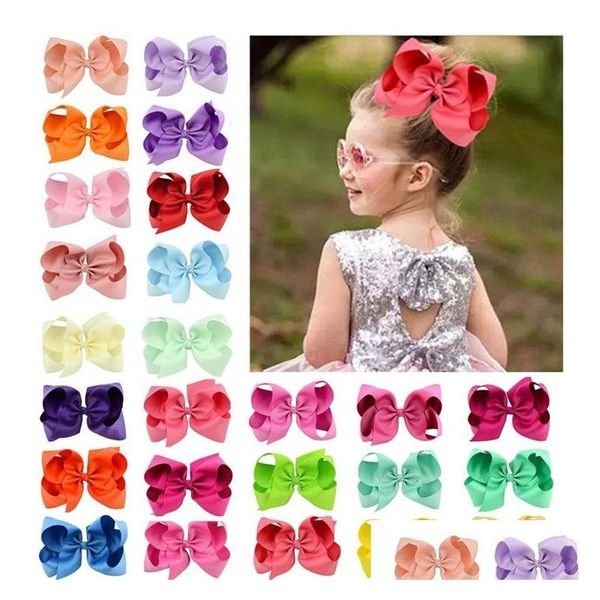 Haarschmuck 40 Farben 6 Zoll Mode Baby Band Bogen Haarnadel Clips Mädchen Große Bowknot Haarspange Candy Farbe Kinder Boutique Dhlct