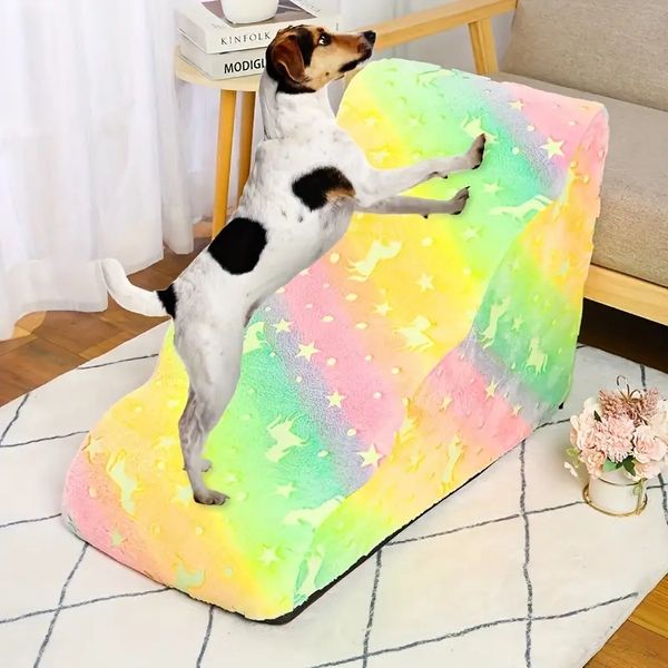 Hundetreppe, 3-stufige Haustiertreppe für hohe Betten oder Sofas, rutschfeste Hundeleiter aus weichem Schaumstoff