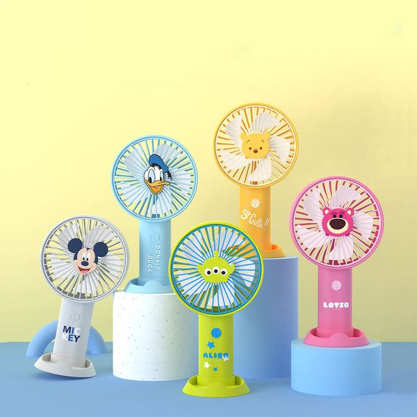 Ventilador elétrico de mão dos desenhos animados suporte para celular portátil de dupla finalidade decoração de desktop preguiçoso ventilador de resfriamento silencioso presente para crianças