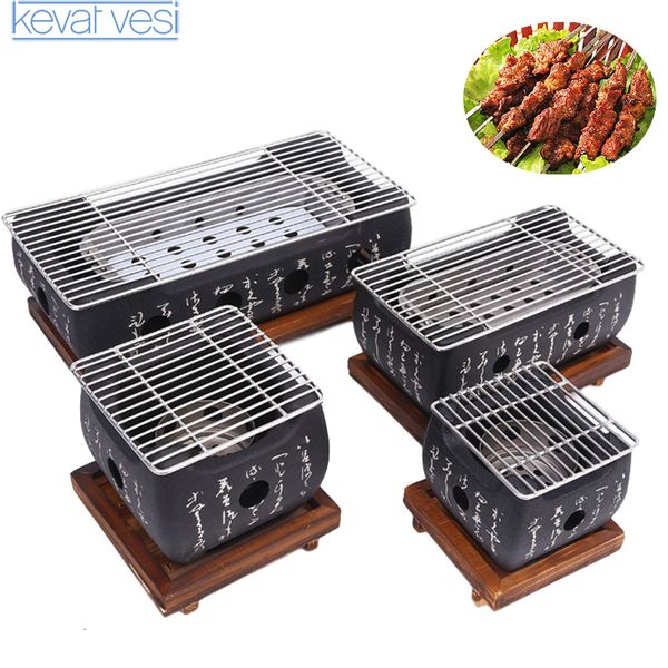 BBQ Grills Tragbarer japanischer Grill Holzkohlegrill Aluminiumlegierung Indoor Outdoor Camping Picknick Werkzeug Herd 230706