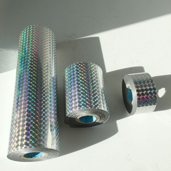 Papel de embalagem Um rolo 120 m de comprimento Grade Laser Prata Cor Estampagem Folha de papel Usado para bolsa de mão Caixas de filme de PVC 230706