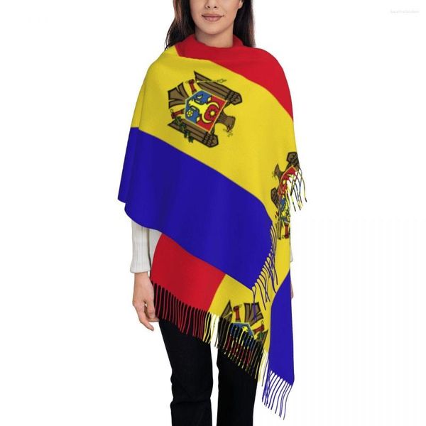 Cachecóis com bandeira da Moldávia feminino xale cachecol moda