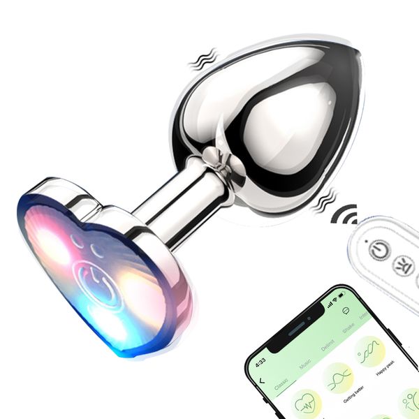 Vibratörler Parlayan Metal Anal Vibratör Uygulaması Uzaktan Kumanda Erkekler Bluetooth ile Prostat Masaj Masajı Kadın Butt Fiş Mastürbator Erkek Seks Oyuncakları 230706