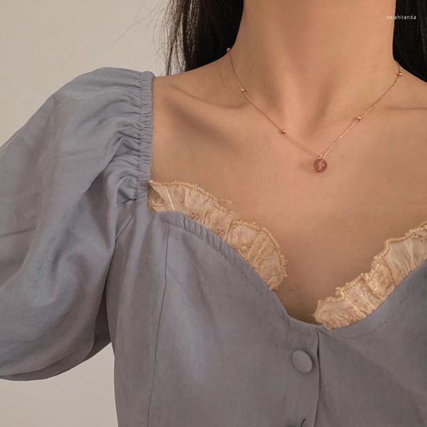 Collana girocollo in pietra di cristallo di fragola stile moda coreana per gioielli da ragazza carina con catena al collo da donna