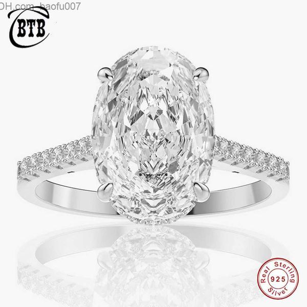 Anel solitário anel solitário 100 925 prata esterlina 9ct oval criado pedras preciosas anéis de noivado joias finas diamante para mulheres z230710