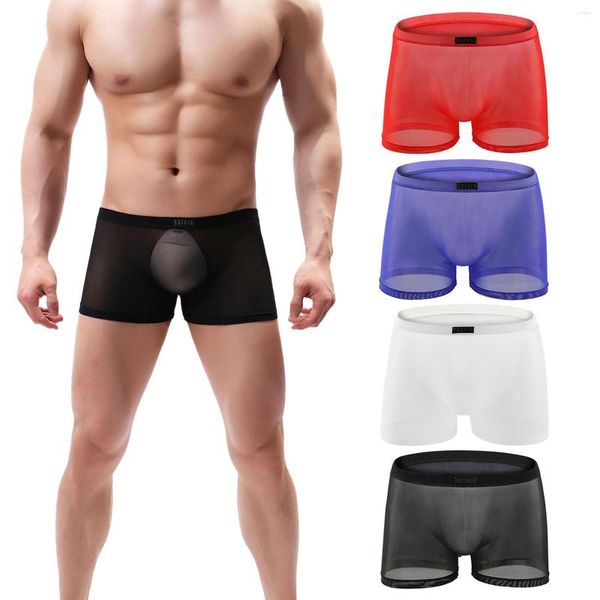 Cuecas masculinas Tyhengta calções de banho cueca boxer de seda perna curta gelo macio