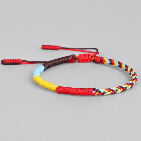 Braccialetti con ciondoli Braccialetto buddista tibetano tradizionale Braccialetto fortunato amore fatto a mano Braccialetto per donna Uomo Stringa di nodi di corda intrecciata