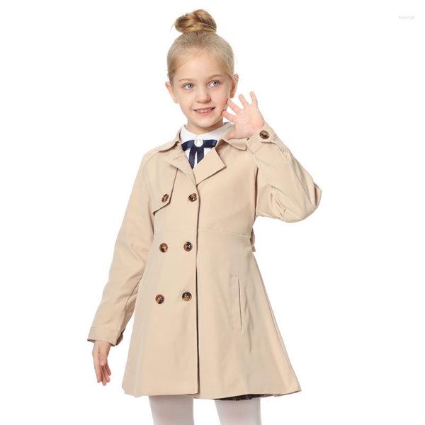 Mantel Kleinkind Baby Mädchen Graben Mit Gürtel Revers Zweireihige Jacke Kleid Kinder Frühling Herbst Windjacke Outwear Britische Khaki