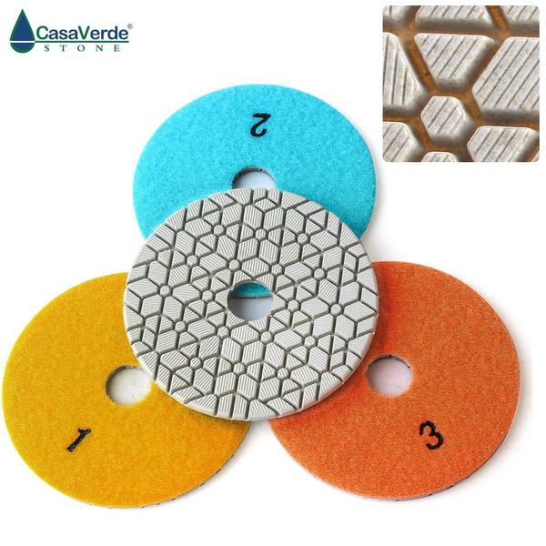 Polijstpads DCWE3PP02 Super flexibles 4 Zoll hochwertiger 3step Diamant Polishing Pads 100 mm für Granit, Marmor und konstruierter Stein