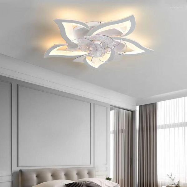 Lampade a sospensione Ventilatore a soffitto Luce LED Camera da letto Sala da pranzo Regolazione elettrica a frequenza variabile Regolazione del colore