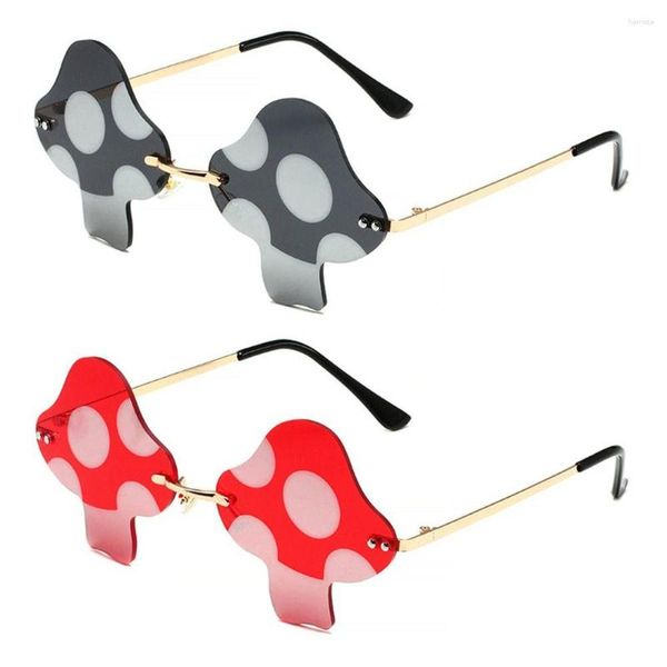 Sonnenbrille Pilzform Unregelmäßige randlose Brille Halloween-Dekorationen Retro Trendy Fun Goggle UV400-Zubehör