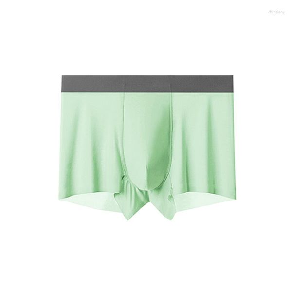 Mutande Biancheria intima di seta ghiaccio Uomo Estate Sottile traspirante Pantaloncini boxer elastici senza cuciture Biforcazione antibatterica per ragazzi Mutandine con sacchetto convesso fresco