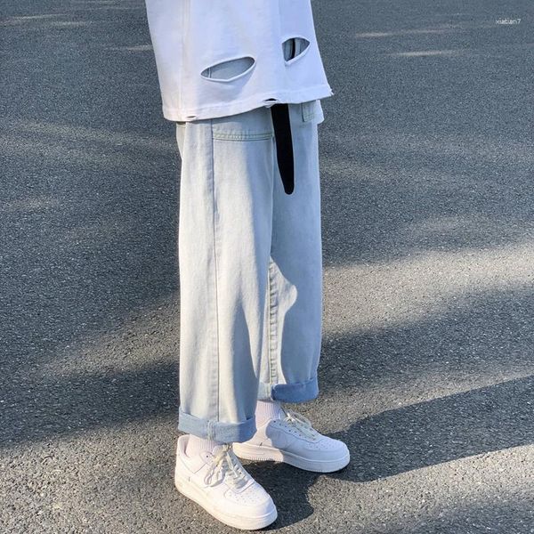 Heren Jeans Zomer Lichtblauw Baggy Mannen Mode Oversized Wijde Pijpen Heren Streetwear Hip Hop Losse Rechte Denim Broek