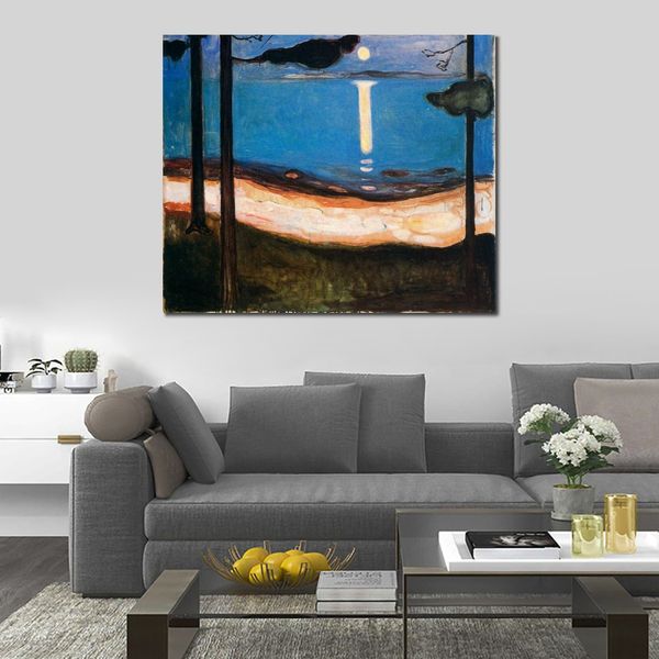 Abstract Canvas Art Moon Light Edvard Munch dipinto a olio artigianale Modern Decor Studio Apartment