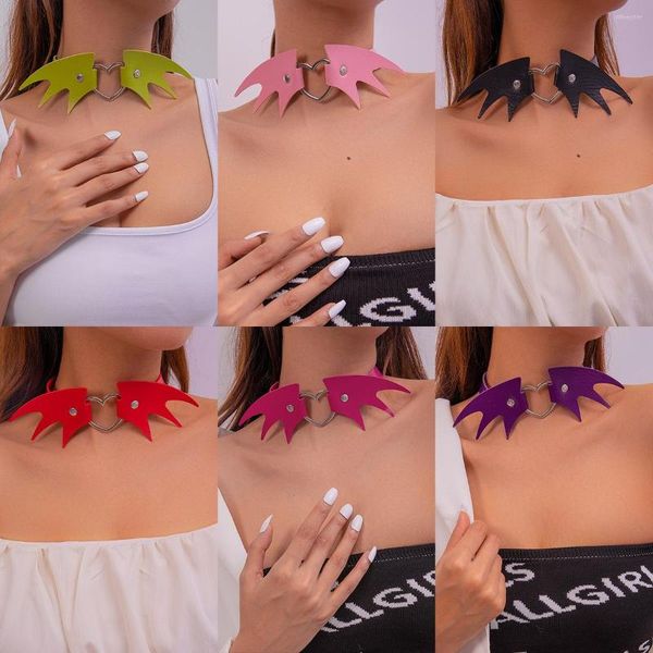 CHOKER PUNK GOTHIC PU Кожаный кожа для летучих мышей для женщин для женщин Корея косплей ожерелья сердца ювелирные украшения для хэллоуина 2023