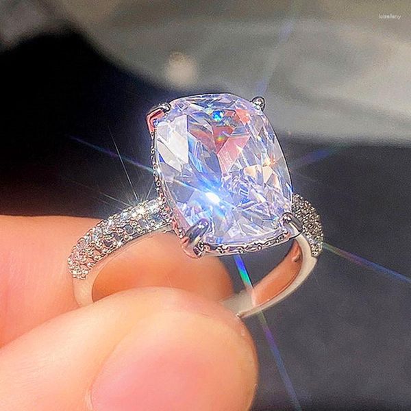 Eheringe Luxusband Kubikzirkonia für Frauen Eternität Versprechen CZ Finger Ring mit silbernen Farben Schmuck Liebesgeschenk