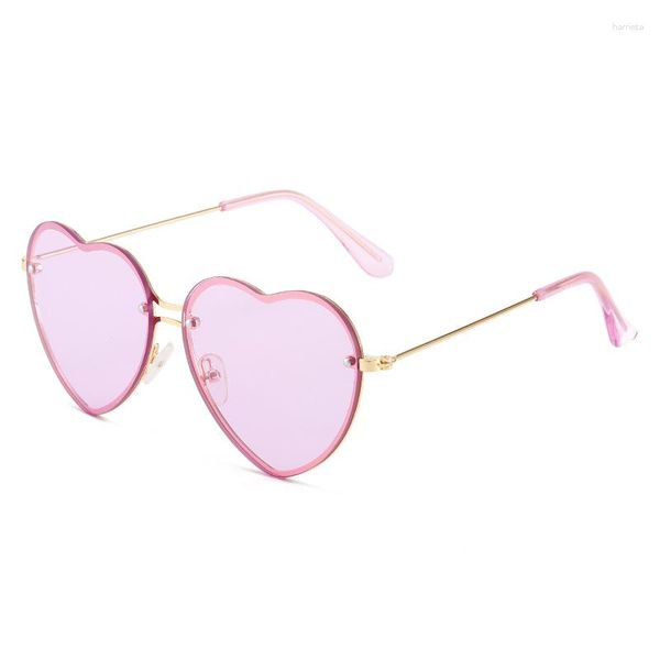 Sonnenbrille Liebe Sonnenbrille Transparent Farbige Herzform Randlose Kunststoffbrille Party Brillen Cosplay Requisiten Frauen