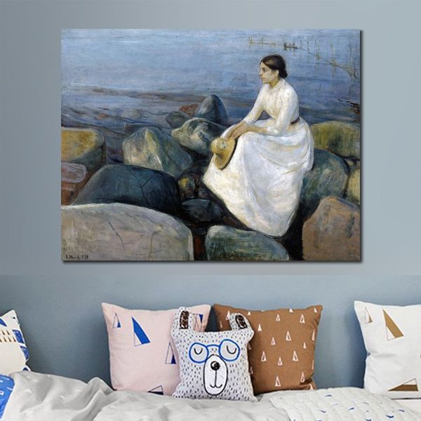 Paesaggio astratto su tela Inger on The Beach Edvard Munch dipinto ad olio fatto a mano opere d'arte moderna