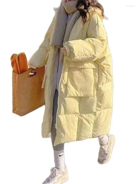 Trench Coats Feminino Parkas Inverno Feminino Jaqueta Outono 2023 Moda Coreana Jaquetas Grandes Com Capuz Solto Elegante Preto XL