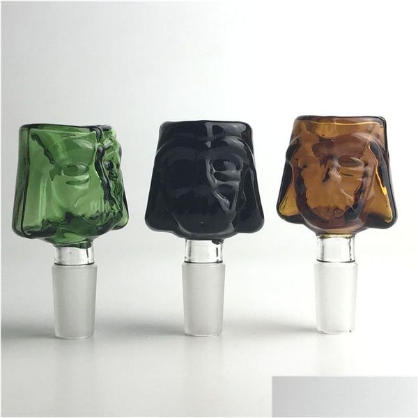 Травяная шлифовальная мешка Colorf 14 мм Стеклянные чаши с зеленым черным коричневым цветом для бонж для толстых пирексных труб.