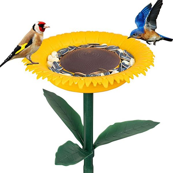 Forniture per animali domestici Girasole originale Mangiatoia per uccelli Vassoio da bagno per uccelli Vassoio per mangime per uccelli da compagnia all'aperto Bevitore d'acqua Giardino esterno Decorazione per animali domestici Affidabile