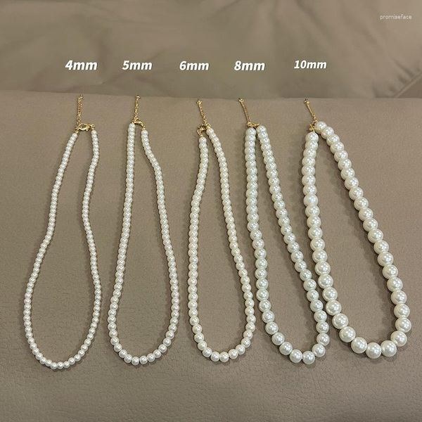 Кокер 4 мм 6 мм 8 мм 10 мм французский винтаж 16 -дюймовый 40 -сантиметровый ожерелье из жемчужина для женщин для женщин свадьба Женщины -ювелирные изделия