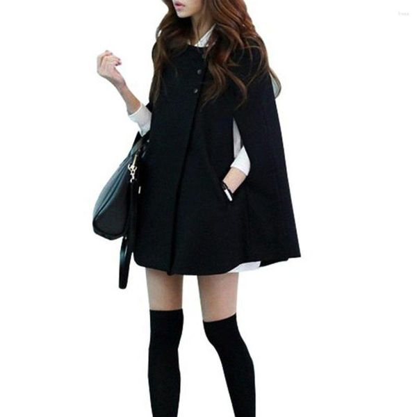 Frauen Hoodies Cape Batwing Wolle Poncho Jacke Winter Warm Mantel Mantel