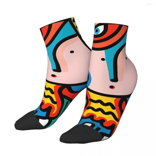 Herrensocken Happy Ankle Fröhliche und farbenfrohe Street Art Graffiti Harajuku Casual Crew Socke Geschenkmuster gedruckt