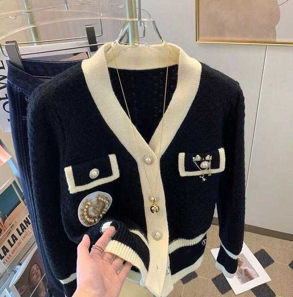 Kadın Sweaters Lüks Tasarımcı Yüksek O-Yastılı Hardigan Chan Sweater Coats Moda Çat Tie Sweaters