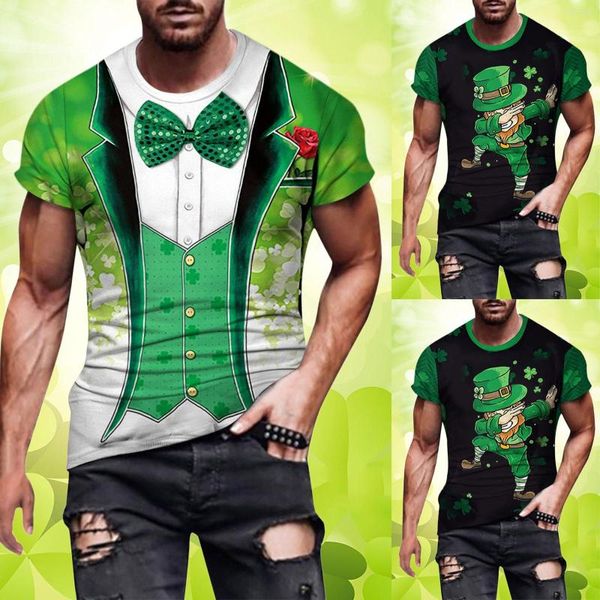 Herren Freizeithemden St. 's Day Print Top Shirt Kurzarm Sommerbluse Frühling Schöne Pullover Tops