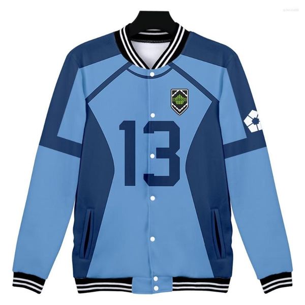 Мужские куртки Blue Lock Baseball Jacket Мужчины покрывают женские толстовка подростка для нынешних топов мальчик модный мультипликационный номер баскетбол.