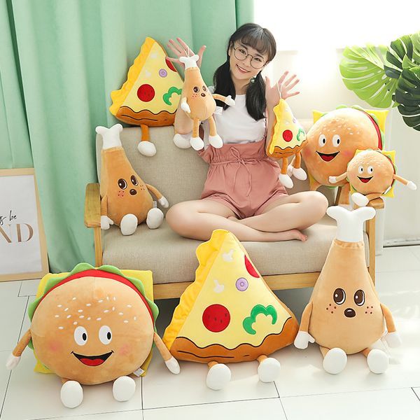 Brinquedos de pelúcia de pizza de cachorro-quente fofos por atacado Jogos infantis Playmates Presentes de feriado decoração de quarto