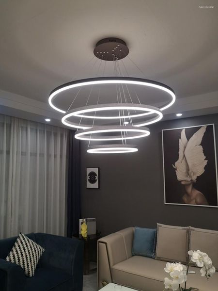 Pendelleuchten LED-Lampe Exotischer kreativer Luxusstil Wohnzimmer Goldring Restaurant Café Kommerzieller Kreis Hängeleuchte