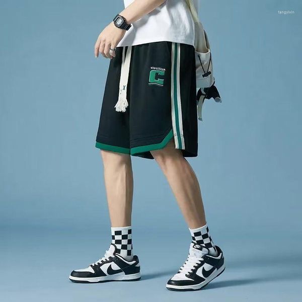 Shorts Masculinos Moda Esportes Basquete Verão Tamanho Grande Jovens Meninos Soltos Calças de Cinco Pontas Casual Calças de Cinco Pontas Roupas Masculinas