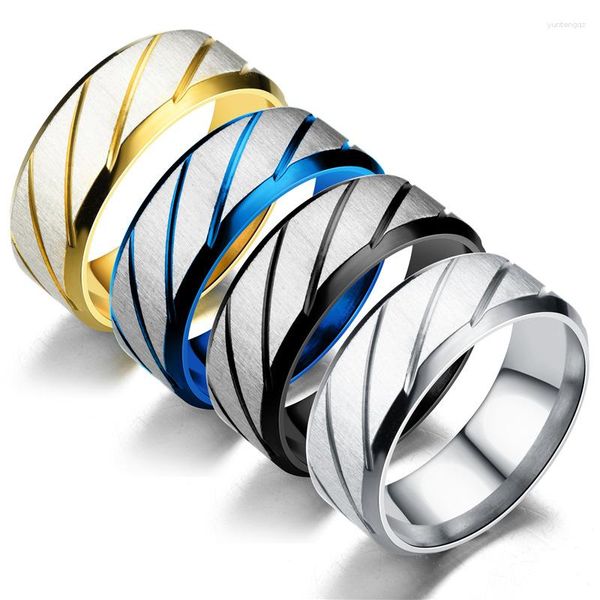 Eheringe Design Wellenmuster Edelstahl für Männer Frauen hochglanzpoliert gerillt Finger Paar Ring Party Schmuck Geschenke