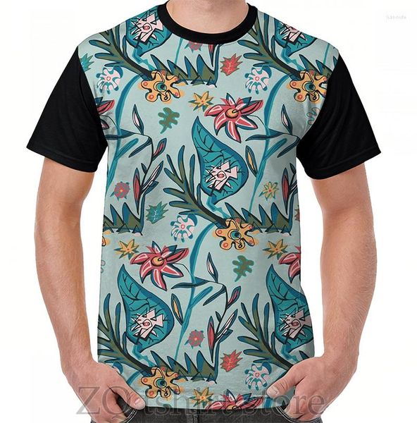 Magliette da uomo Vintage Aqua Floral Graphic T-Shirt Uomo Top Tee Camicia da donna Divertente Stampa O-Collo Magliette a maniche corte