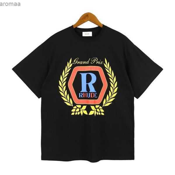 Rh Designers Summer Mens Rhude t Shirts for Tops Letter Polos Shirt Bordados Womens Tshirts Clothing Sleeve Short Large Plus Size Teesbwimr3qe