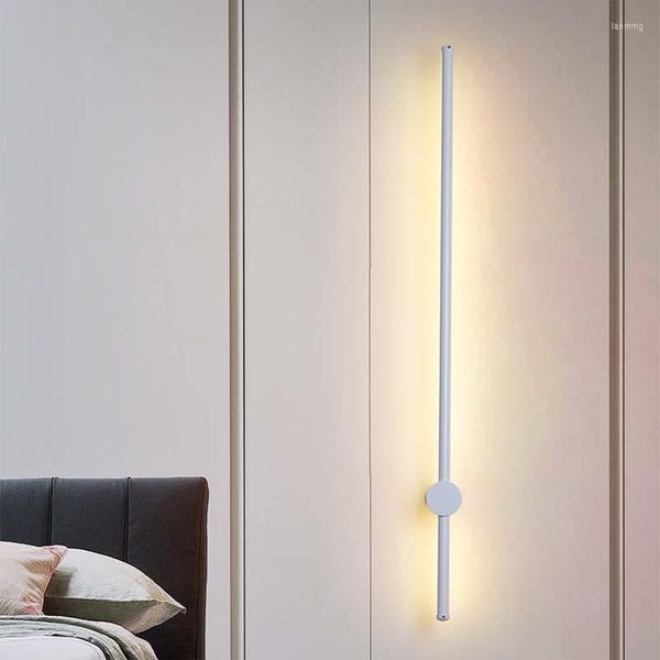 Lâmpada de parede LED arandela tubo longo luminária moderna rotação de 350 ° para decoração de casa quarto sala de estar iluminação sofá fundo