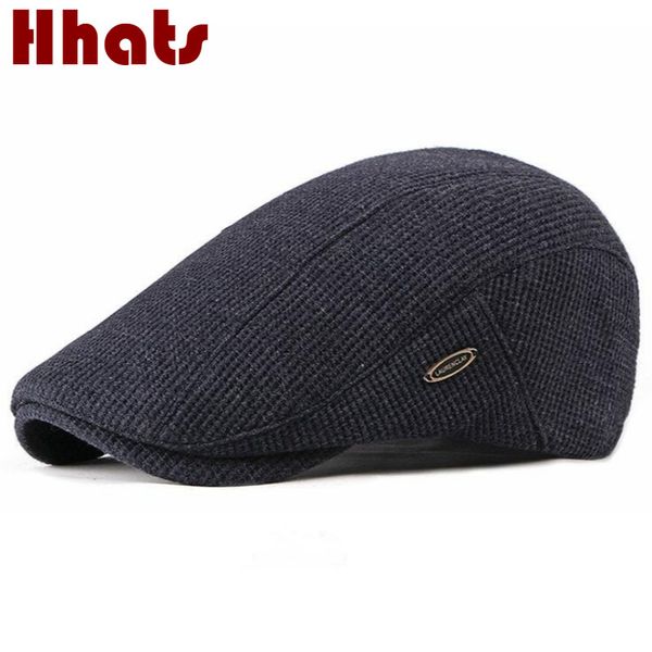 Erkekler için Kalın Sıcak Örme Düz Kapağı Polar Liner Sonbahar Kış Bere Şapk Klasik Vintage Gelişmiş Düz Ivy Cap Newsboy Şapka