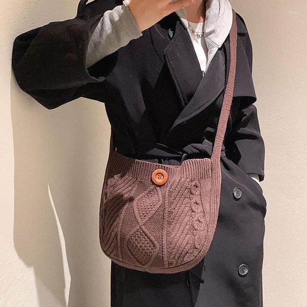 Abendtaschen Vintage gestrickte Zopf Schulter Shopping für Frauen 2023 Trend koreanische Mode weiche Einkaufstasche große Kapazität häkeln Handtasche