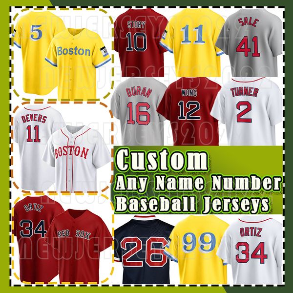 7 Masataka Yoshida 11 Rafael Devers Baseball-Trikots 41 Chris Sale 34 David Ortiz Red Sox Ted Williams Boston Triston Casas Justin Turner Alex Verdugo Connor Wong