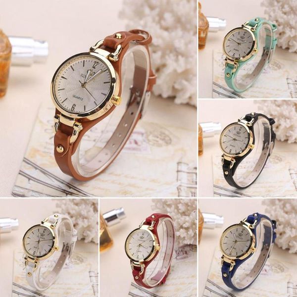 Relógios de pulso moda feminina relógios casuais mostrador redondo rebite pulseira de couro PU relógio de pulso feminino relógio de quartzo analógico presentes acessórios
