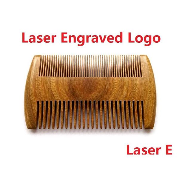 Escovas de cabelo de sândalo natural de alta qualidade pentes de barba de bolso para homens logotipo gravado a laser pente de madeira feito à mão com dhqai denso e esparso