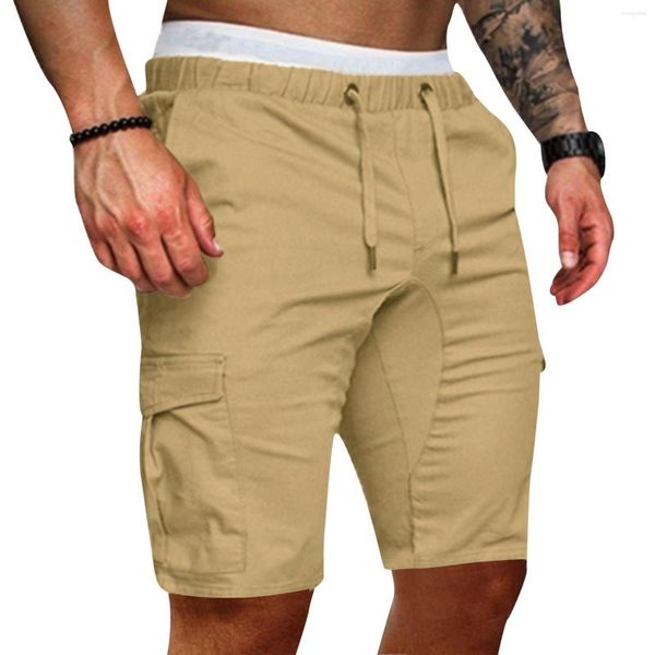 Pantaloncini da uomo Summer Solid Lace-up Pantaloni casual Color Pocket Fashion