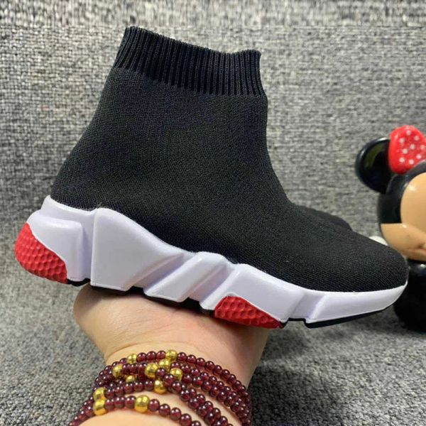 Crianças sapatos menina menino deslizamento em sapatos meia bota sapato crianças correndo esporte tênis moda botas de futebol tamanho eur 24-35 qualidade superior