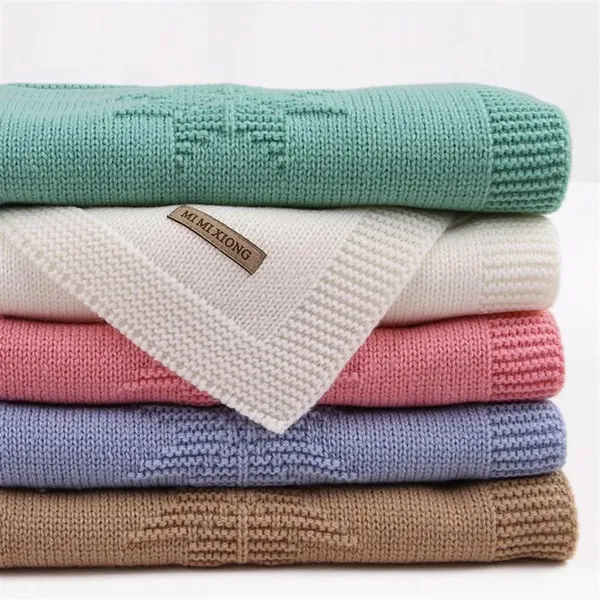 Cobertores multicoloridos para recém-nascidos cobertor de bebê de malha de algodão verão infantil colcha de carrinho de bebê cobertor mensal infantil verde branco ba65 c23