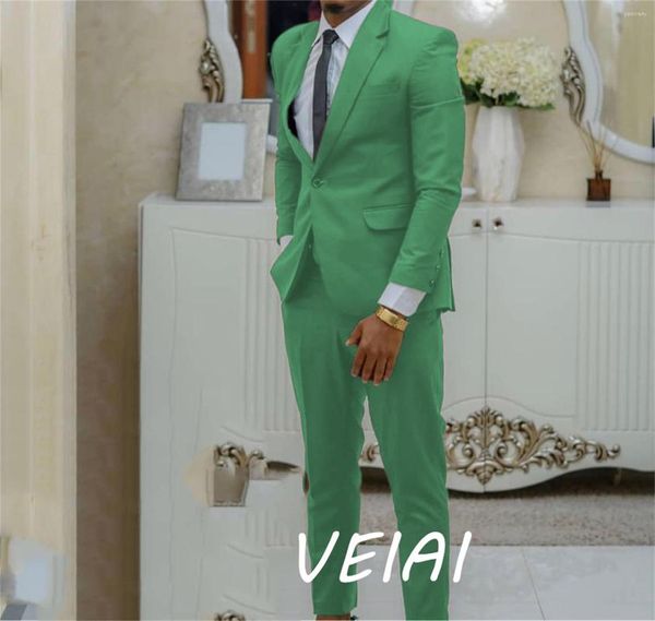 Abiti da uomo Smoking slim fit per matrimonio 2 pezzi Blazer da lavoro con un bottone Prom Borgogna verde (pantaloni blazer)